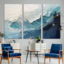 Blue Abstract Wave Ocean Wall Art Canvas Print – Modern