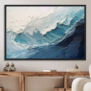 Blue Abstract Wave Ocean Wall Art Canvas Print – Modern