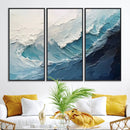 Blue Abstract Wave Ocean Wall Art Canvas Print – Modern
