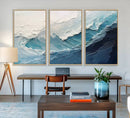Blue Abstract Wave Ocean Wall Art Canvas Print – Modern