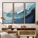 Blue Abstract Wave Ocean Wall Art Canvas Print – Modern