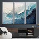 Blue Abstract Wave Ocean Wall Art Canvas Print – Modern