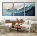 Blue Abstract Wave Ocean Wall Art Canvas Print – Modern
