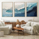 Blue Abstract Wave Ocean Wall Art Canvas Print – Modern