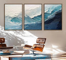 Blue Abstract Wave Ocean Wall Art Canvas Print – Modern