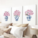Blue Chinoiserie Watercolor Roses Art Print Set by Wall Art Set