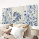 Chinoiserie Blue Flowers Watercolor Poster Decor by Wall Art Set