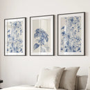 Chinoiserie Blue Flowers Watercolor Poster Decor by Wall Art Set