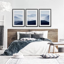 Blue Misty Mountain Scenery. Set of 3 Prints by Wall Art Set