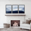 Blue Misty Mountain Scenery. Set of 3 Prints by Wall Art Set