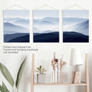Blue Misty Mountain Scenery. Set of 3 Prints by Wall Art Set