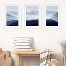 Blue Misty Mountain Scenery. Set of 3 Prints by Wall Art Set