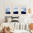 Blue Misty Mountain Scenery. Set of 3 Prints by Wall Art Set