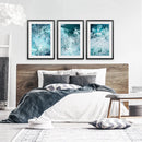 3 Piece Blue Minimalist Ocean Waves Large Wall Decor