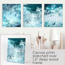 3 Piece Blue Minimalist Ocean Waves Large Wall Decor