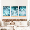 3 Piece Blue Minimalist Ocean Waves Large Wall Decor