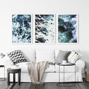 Blue Green Ocean Waves 3 Piece Wall Art by Wall Art Set