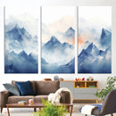 Blue Orange Abstract Mountain Wall Art