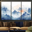 Blue Orange Abstract Mountain Wall Art