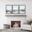 3 Piece Coastal Seascape Set. Blue Waves, Rocky Beach by Wall Art Set