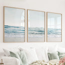 Blue Waves, Sandy Beach. Minimalist 3 Piece Wall Decor by Wall Art Set