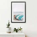 Colored Surfboards on The Beach. Ocean Surfing Print by Wall Art Set