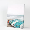 Colored Surfboards on The Beach. Ocean Surfing Print by Wall Art Set