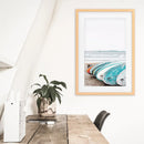 Colored Surfboards on The Beach. Ocean Surfing Print by Wall Art Set