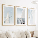 Nautical 3 Piece Wall Art. Sailing at Sea on a Yacht by Wall Art Set