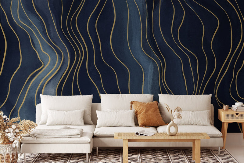 Navy Blue Pattern Removable Wallpaper