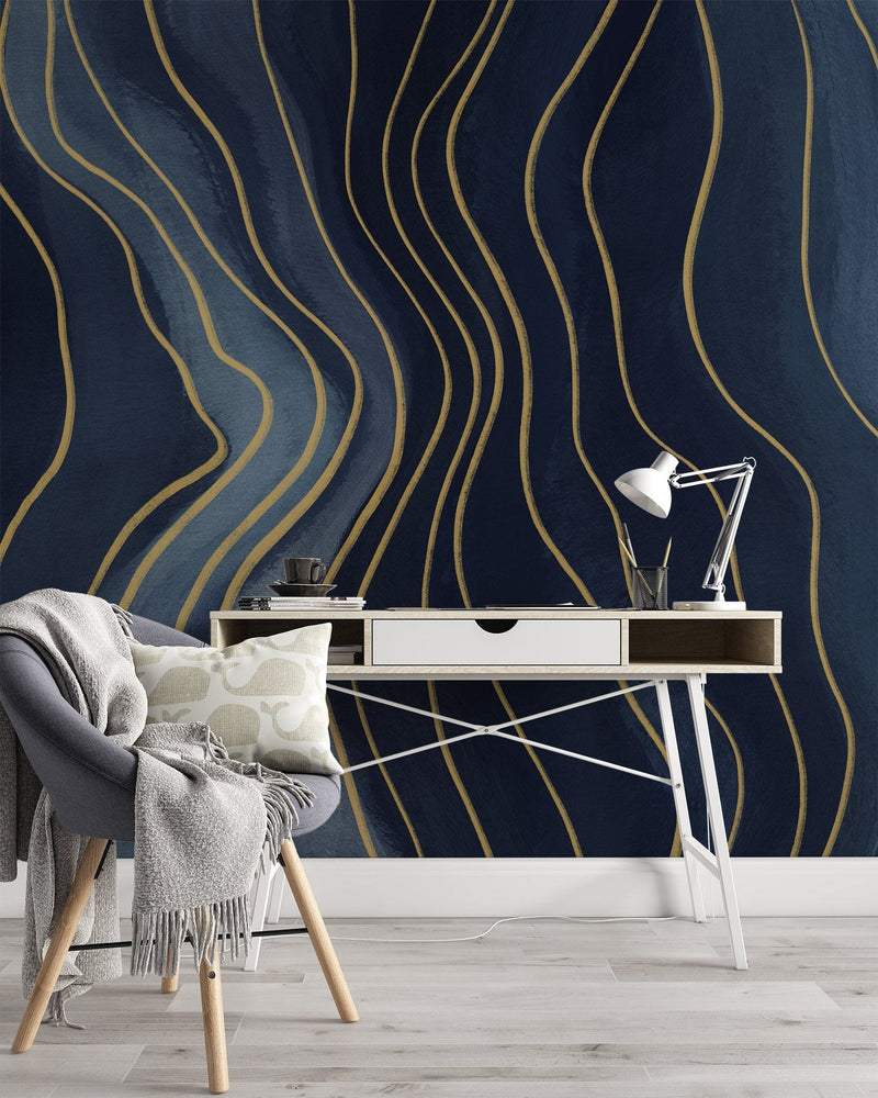 Navy Blue Pattern Removable Wallpaper