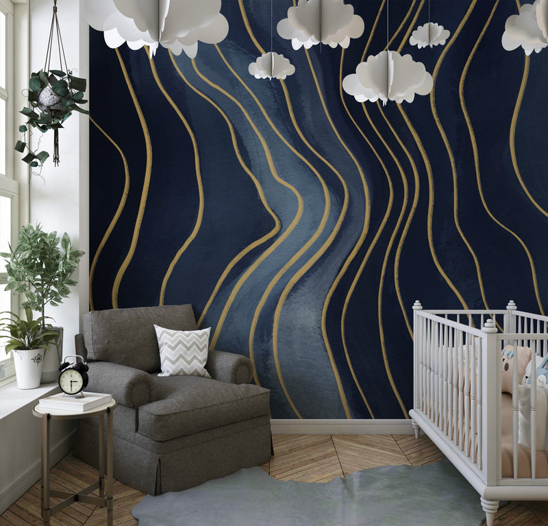 Navy Blue Pattern Removable Wallpaper