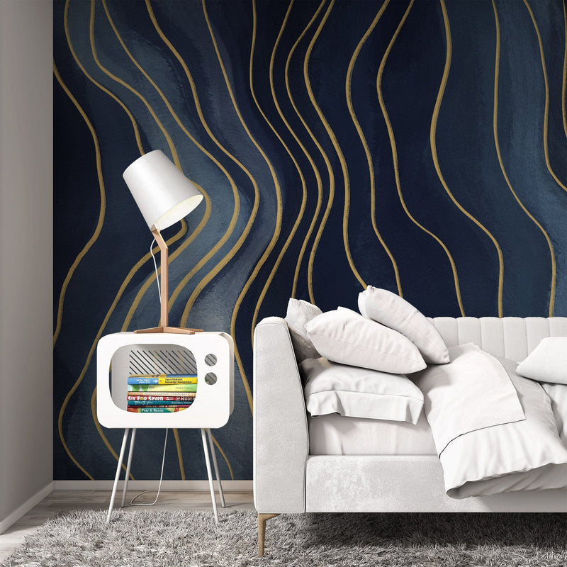 Navy Blue Pattern Removable Wallpaper