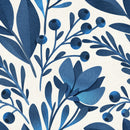 Navy Blue Flowers and Leaves Wallpaper