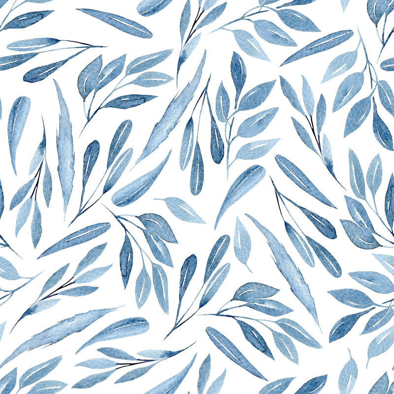 Blue Watercolor Leaves Wallpaper