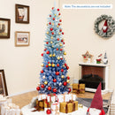 6 Feet Blue Gradient Snow Flocked Artificial Christmas Tree-Blue