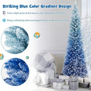 7 Feet Blue Gradient Snow Flocked Artificial Christmas Tree-Blue by LJGDeals