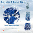 7 Feet Blue Gradient Snow Flocked Artificial Christmas Tree-Blue by LJGDeals