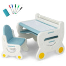 Kids Drawing Table and Chair Set with Watercolor Pens and Blackboard Eraser by LJGDeals
