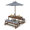 Kids Picnic Table and Bench Set with Cushions and Height Adjustable Umbrella by LJGDeals