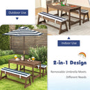 Kids Picnic Table and Bench Set with Cushions and Height Adjustable Umbrella by LJGDeals