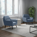 Modern Tufted Fabric Accent Chair with Rubber Wood Legs by LJGDeals