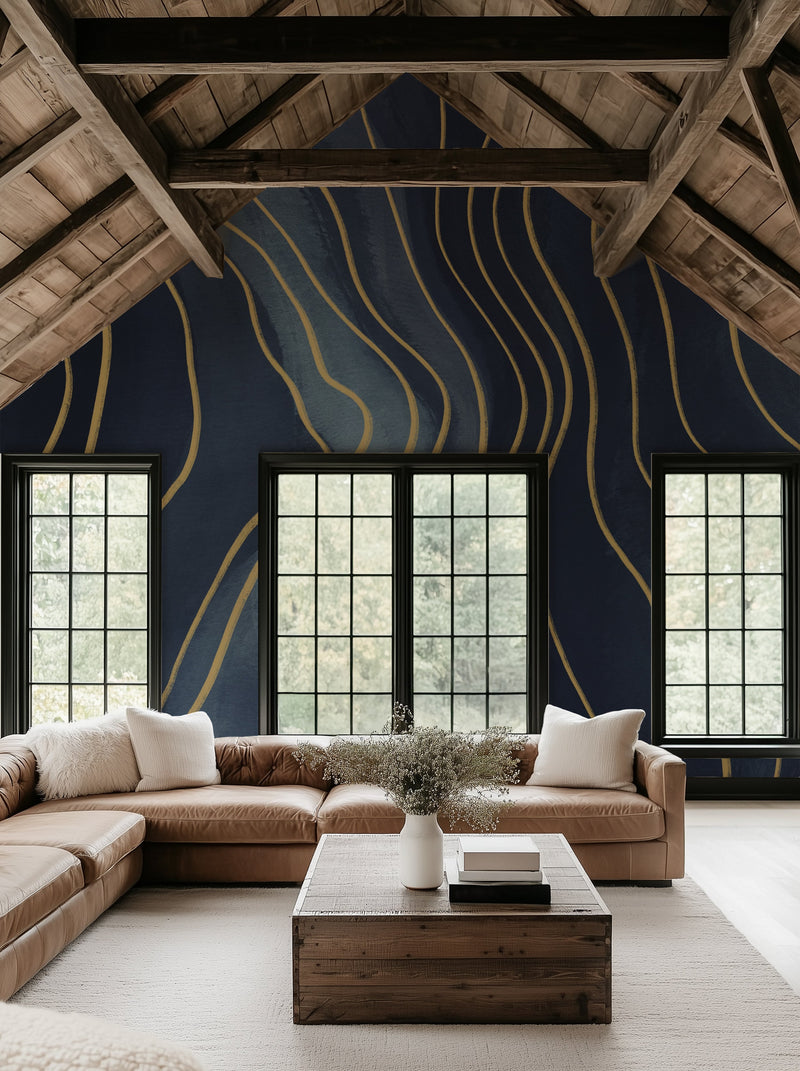 Abstract Navy Blue Removable Wallpaper Mural