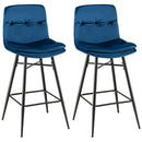 2 Pieces 29 Inch Velvet Bar Stools Set with Tufted Back and Footrests by LJGDeals