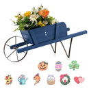 Wooden Wagon Planter with 9 Magnetic Accessories for Garden Yard by LJGDeals
