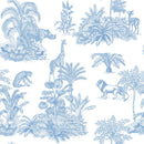 Blue Safari Toile Wallpaper - Jungle Animals in Classic Style