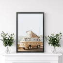 Yellow Vintage Hipster Van Wall Art. Summer Travel by Wall Art Set