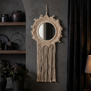 Bohemian Style Hanging Mirror | Wall Hanging Macrame Decor | 12.2" x 25.2"