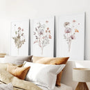 Set of 3 Beige and Purple Wildflower Posters by Wall Art Set