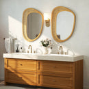 Bohemian Irregular Wall Mounted Decorative Mirror with Wooden Frame-Natural by LJGDeals